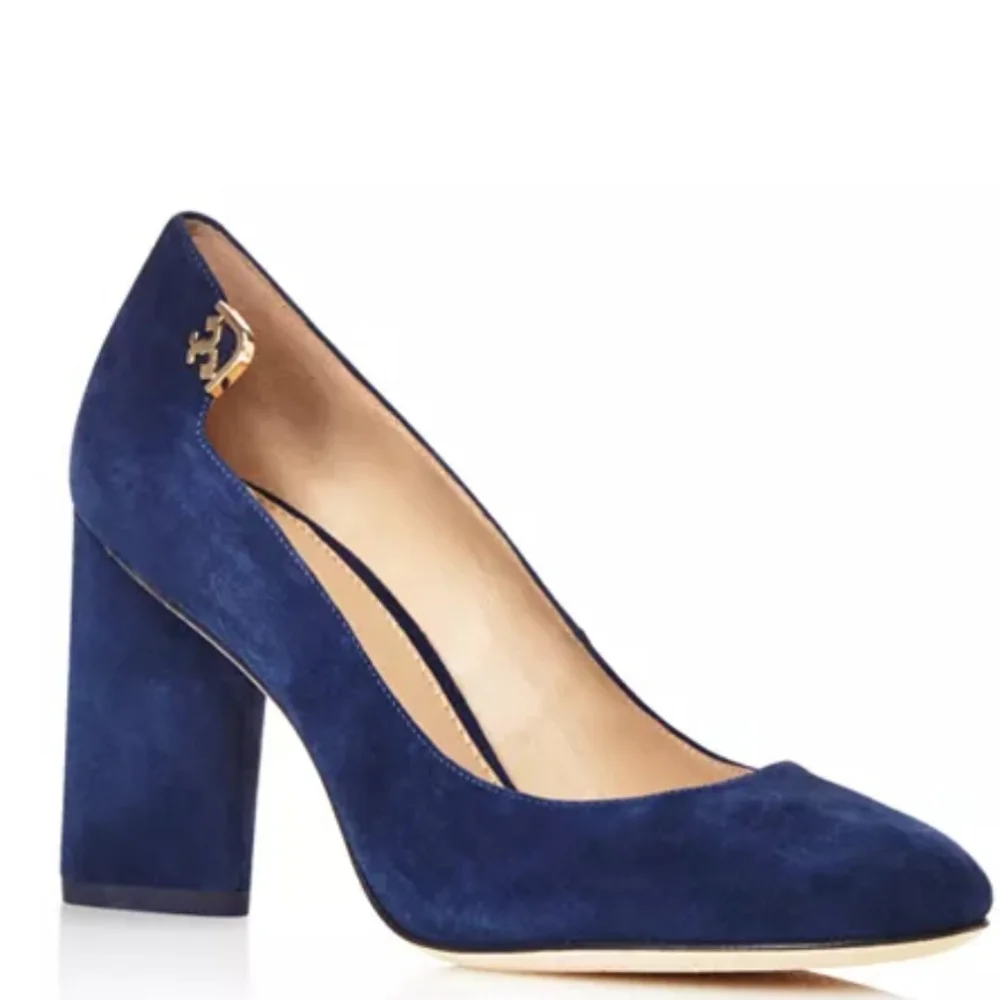 Tory Burch Elizabeth Suede High Block Heel Pumps Size 8.5
